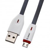 USB кабель Zetton USB SyncCharge Flat Slim TPE Data Cable USB to Micro USB плоский пластиковые разьемы (серый) ZTUSBFSTGYMC