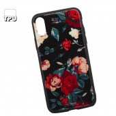 Чехол для Apple iPhone X WK Azure Stone Series Glass Protective Case (садовые розы)