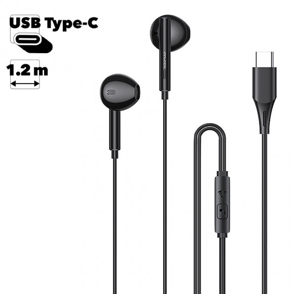 Гарнитура AWEI PC-1T USB Type-C (черная)
