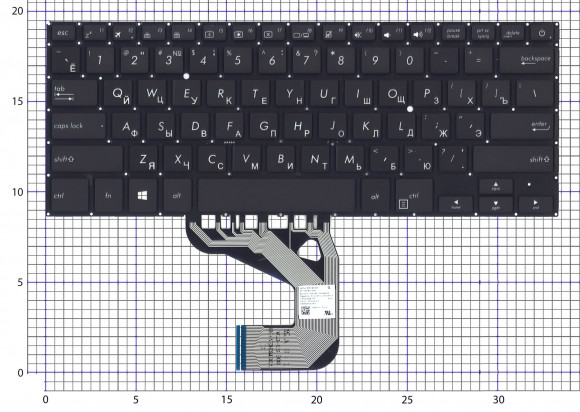 Клавиатура для ноутбука Asus UX460U, UX460UA черная (подсветка в комплект не входит)