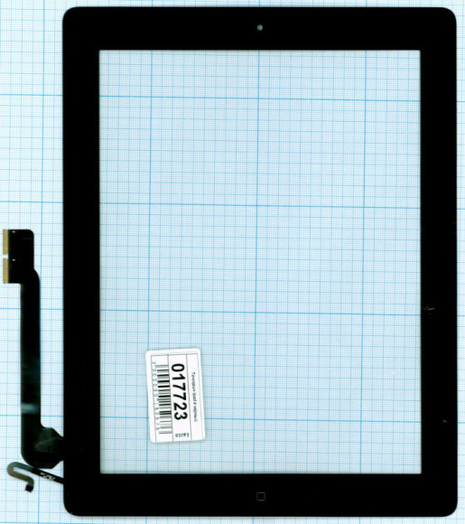 Сенсорное стекло (тачскрин) для Apple iPad 4, черное с кнопкой (OEM)