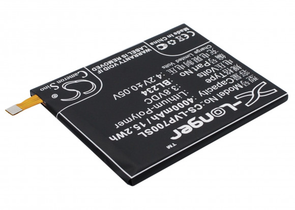 Аккумулятор (батарея) CS-LVP700SL, BL234 для телефона Lenovo P70T, 3.8В, 4000мАч, 15.20Wh