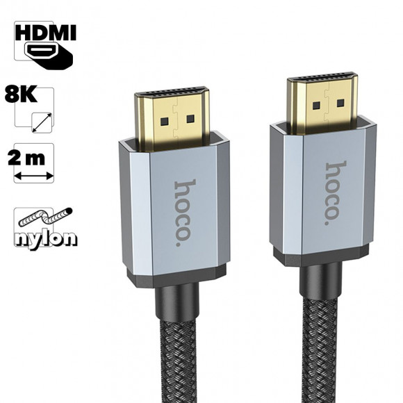 HDMI кабель HOCO US03 2.0м, 8K video, нейлон (черный)