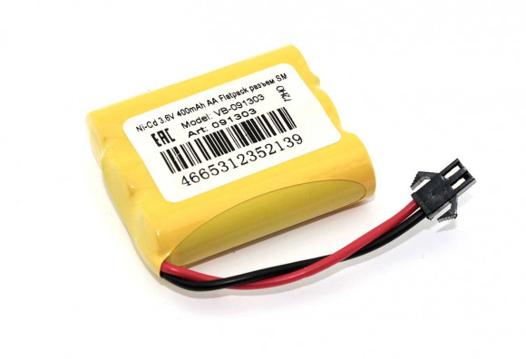 Аккумулятор Ni-Cd 3.6В, 400мАч, AA Flatpack разъем SM