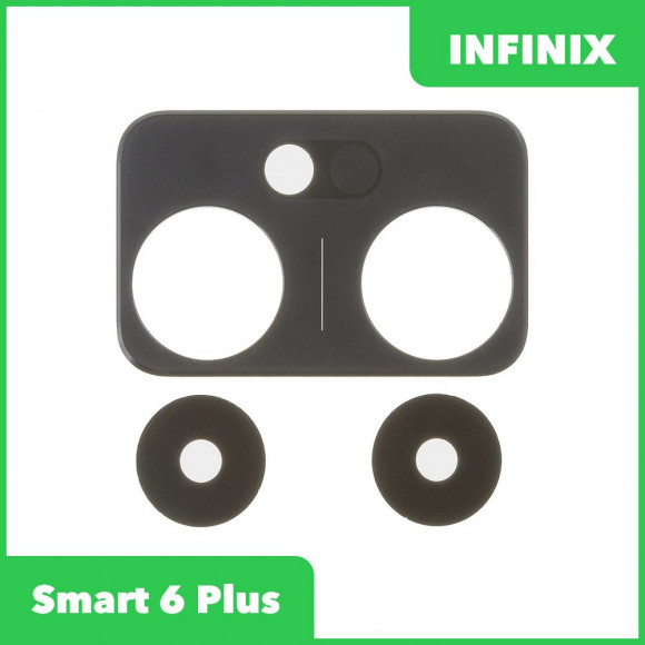 Стекло задней камеры для Infinix Smart 6 Plus (X6823C) (без рамки) (черный)