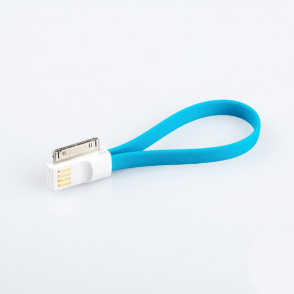 USB Дата-кабель на магните для Apple 30-pin (синий, коробка)