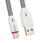USB кабель Zetton USB SyncCharge Flat Slim TPE Data Cable USB to USB-C плоский пластиковые разьемы (серый) ZTUSBFSTGYUC