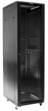 TTB-4768-DD-RAL9004 Шкаф напольный 19-дюймовый, 47U, 2277x600х800 мм (ВхШхГ), передняя и задняя распашные перфорированные двери (75%), ручка Hyperline