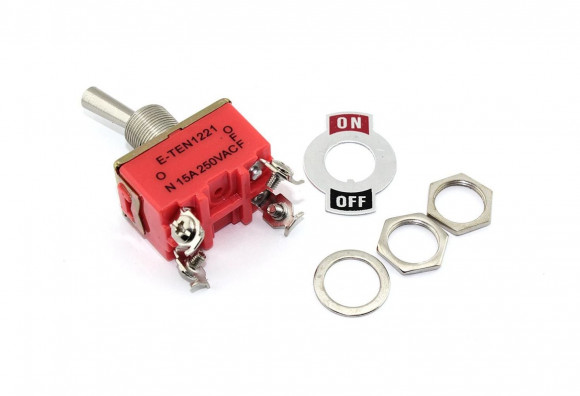 Тумблер E-TEN1221, 250V, 15А, 4 контакта, клеммы под винт, ON-OFF