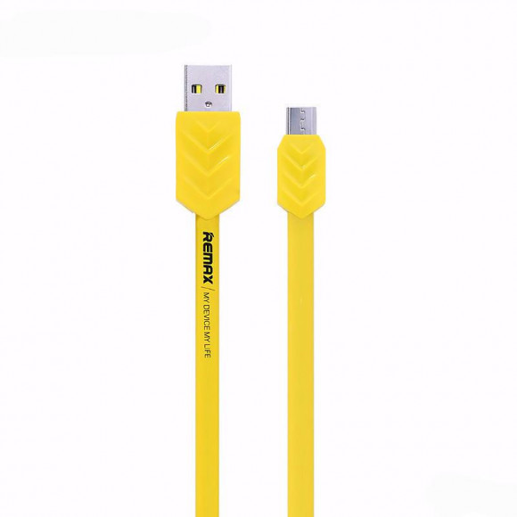 USB Дата-кабель "Remax" Fishbone MicroUSB, 1 метр, желтый