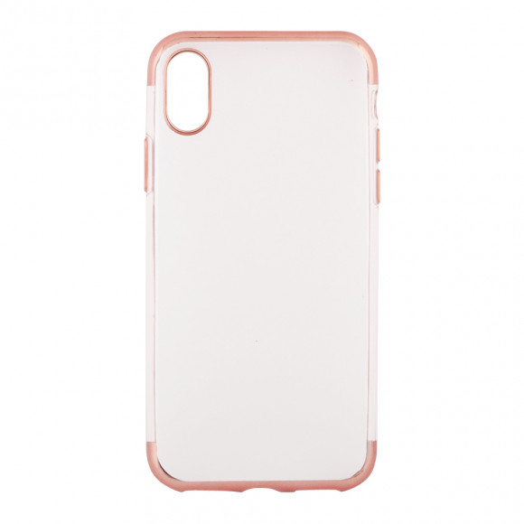 Силиконовый чехол "LP" для Apple iPhone X, XS TPU (прозрачный с розовое золото хром рамкой (европакет))
