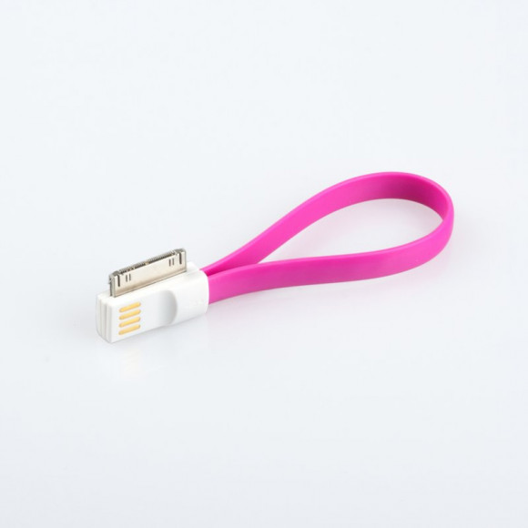 USB Дата-кабель на магните для Apple 30-pin (розовый, коробка)