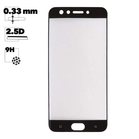 Защитное стекло с рамкой "LP" для Oppo F3 Tempered Glass 0.33 мм, 2.5D, 9H, черное