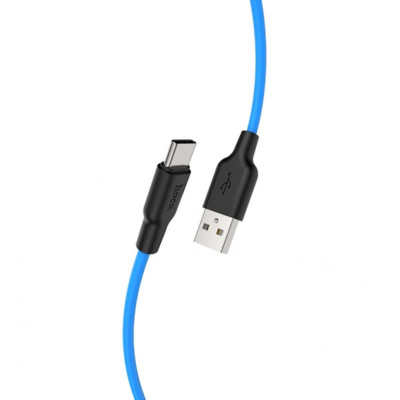 Кабель USB HOCO (X21) Plus Type-C (1м) (черно/синий)