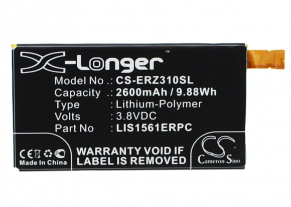 Аккумулятор CS-ERZ310SL, LIS1561ERPC для Sony Xperia Z3 Compact D5803 LTE, 3.8В, 2600мАч, 9.88Wh