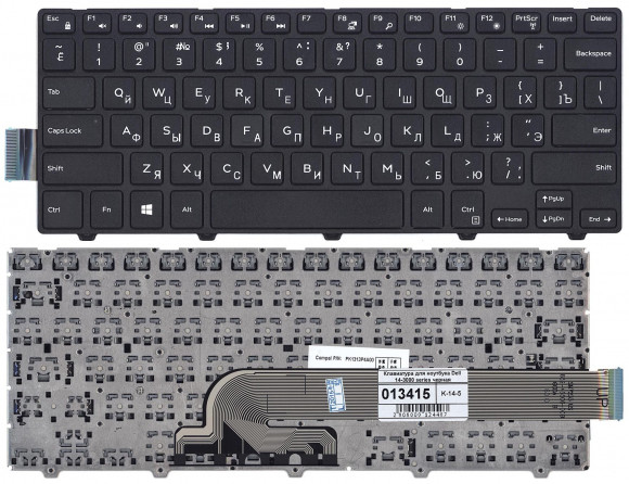 Клавиатура для ноутбука Dell Inspiron 14-3000, черная Клавиатура для ноутбука Dell Inspiron 14-3000, черная