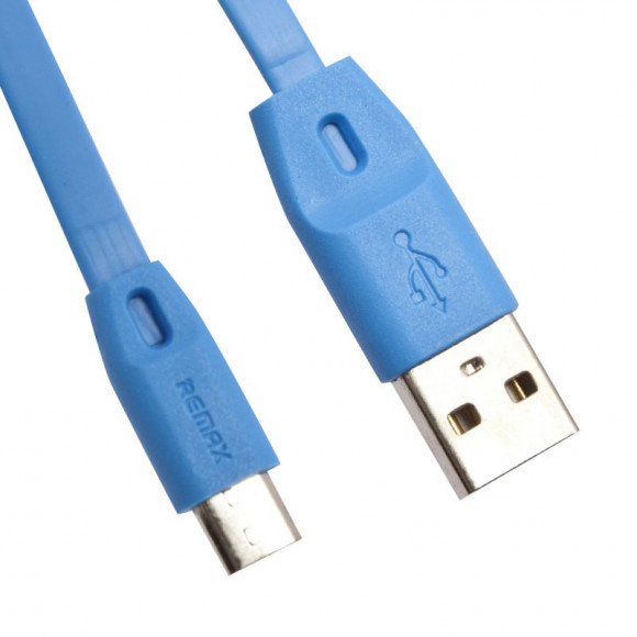 USB Дата-кабель "Remax" Full Speed MicroUSB, 1 метр, голубой