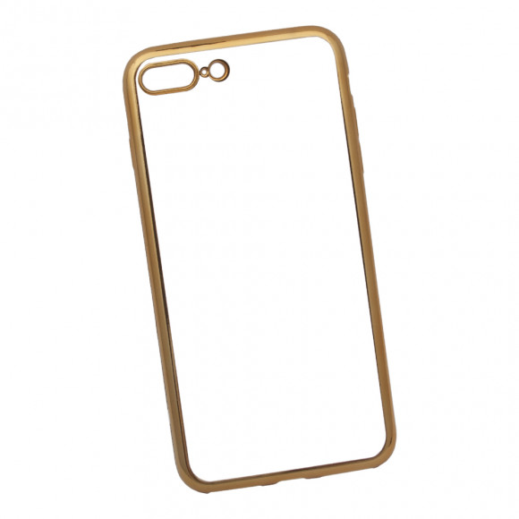 Силиконовый чехол "LP" для Apple iPhone 8 Plus, 7 Plus TPU (прозрачный с золотой хром рамкой) (европакет)