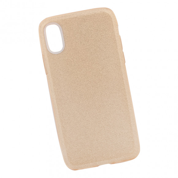 Силиконовая крышка "LP" для Apple iPhone X "Блёстки" TPU, золотая (европакет)
