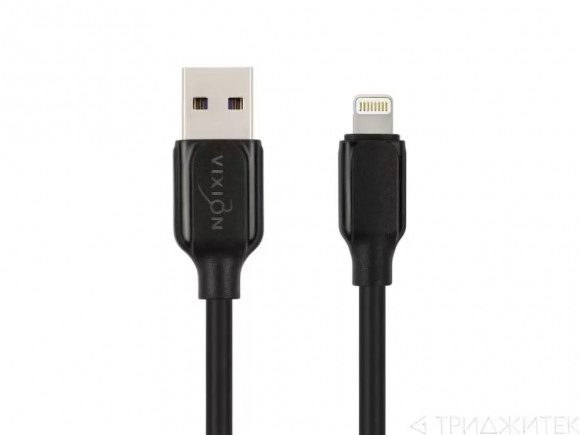 Кабель USB Vixion (K28) 3.5A для Apple iPhone 5, 5C, 5S, 6, 6 Plus, 6S, 6S Plus, 7, iPad 4, Air, 1 метр, черный