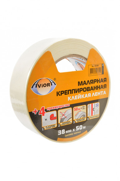 Клеящая лента AVIORA 304-009 малярная креппированная, 38мм*50м, SR1