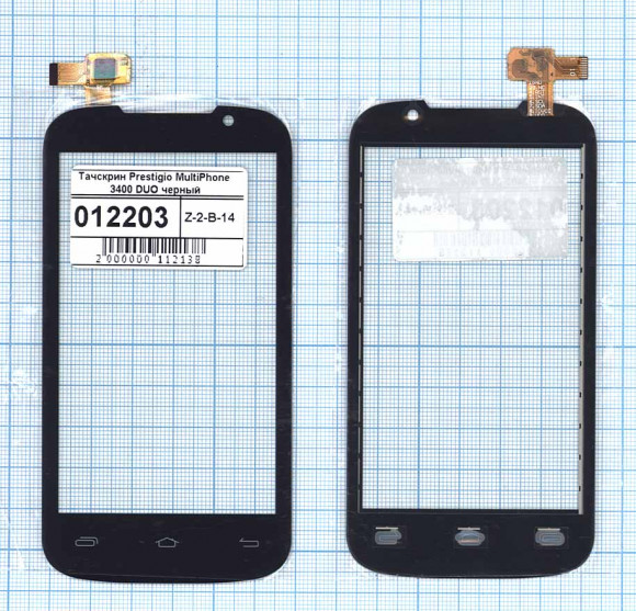 Сенсорное стекло (тачскрин) для Prestigio MultiPhone 3400 DUO, черный