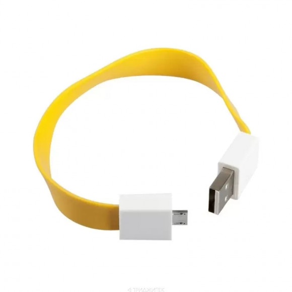 USB Дата-кабель на большом магните плоский MicroUSB (желтый, европакет)