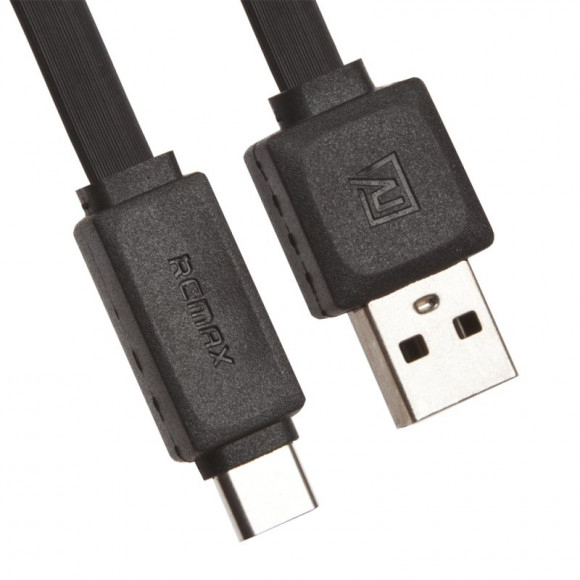 USB Дата-кабель USB - USB Type-C "Remax" плоский, 1 метр, черный