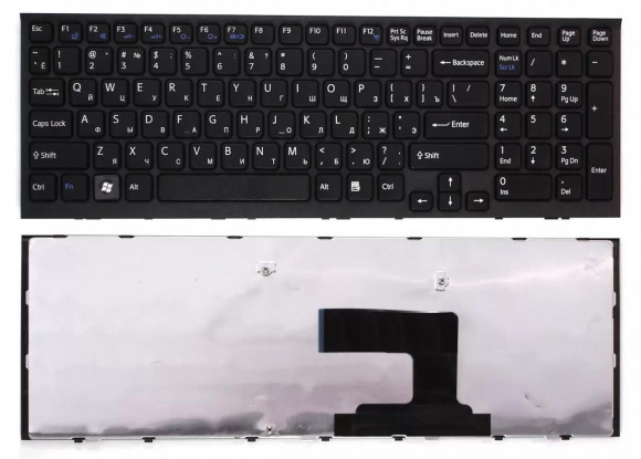 Клавиатура для ноутбука Sony Vaio VPCEL VPC-EL, черная с черной рамкой