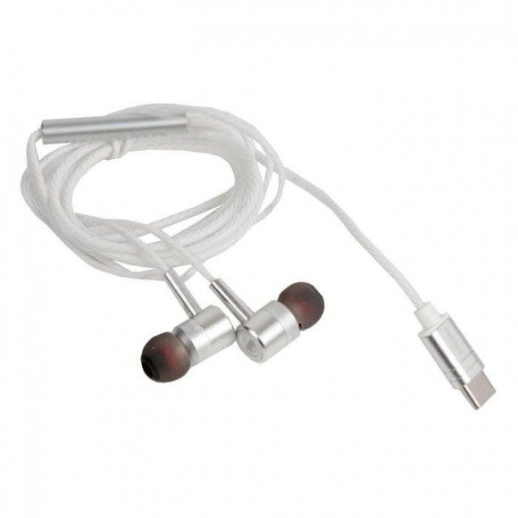 Наушники REMAX MONSTER RM-598a Metal Wired Earphone микрофон, подключение Type-C, серебристый