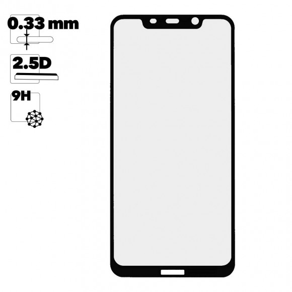 Защитное стекло "LP" для Nokia 8.1 Thin Frame Full Glue с рамкой 0.33 мм, 2.5D, 9H, черное