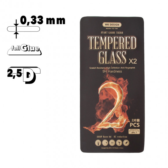Защитное стекло WK Kylin для Apple iPhone 7, 8 2 шт. в упаковке, прозрачное