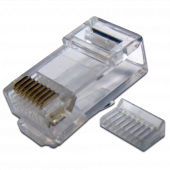 Разъём BNH, RJ45, кат. 6, неэкр., обжимной, для кабелей, 100 шт, цвет: прозрачный, со вставкой Разъём BNH, RJ45, кат. 6, неэкр., обжимной, для кабелей, 100 шт, цвет: прозрачный, со вставкой