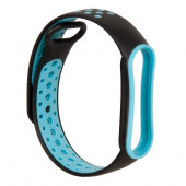 Силиконовый ремешок перфорированный NK для Xiaomi Mi Band 5 (2), черный+синий, на кнопке Силиконовый ремешок перфорированный NK для Xiaomi Mi Band 5 (2), черный+синий, на кнопке