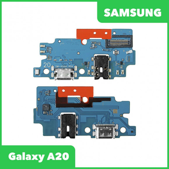 Системный разъем (разъем зарядки) для Samsung Galaxy A20 2019 (A205F) и разъем гарнитуры, микрофон