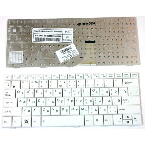 Клавиатура для ноутбука ASUS EEE PC 1001HA, 1001H. БЕЛАЯ. РУССКАЯ РАСКЛАДКА