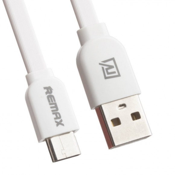 USB Дата-кабель "Remax" Type-C для USB Type-C плоский, 1 метр, белый