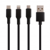 Кабель Joyroom S-L422 3в1 (Type-C, MicroUSB, Lightning 8-pin) 1.2м, черный