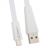 USB кабель Zetton USB SyncCharge Flat Wide Data Cable USB to Lightning плоский пластиковые разьемы (белый) ZTUSBFWWA8