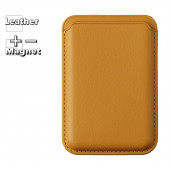 Чехол-бумажник магнитный MagSafe кожаный для iPhone (оранжевый)