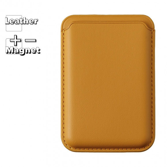 Чехол-бумажник магнитный MagSafe кожаный для iPhone (оранжевый)