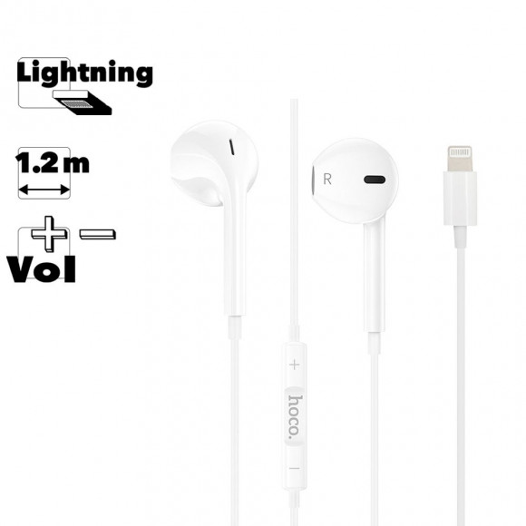Гарнитура Hoco M80 Original Series Earphones For Lightning Display Set 20 шт. в упаковке, белая