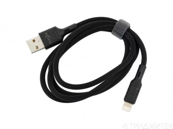 Кабель USB Vixion (K27) для Apple iPhone 5, 5C, 5S, 6, 6 Plus, 6S, 6S Plus, 7, iPad 4, Air, 1 метр, черный