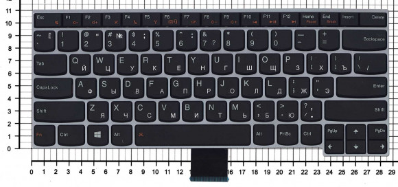 Клавиатура для ноутбука Lenovo V490, V490U, V490UA, черная с серебристой рамкой Клавиатура для ноутбука Lenovo V490, V490U, V490UA, черная с серебристой рамкой