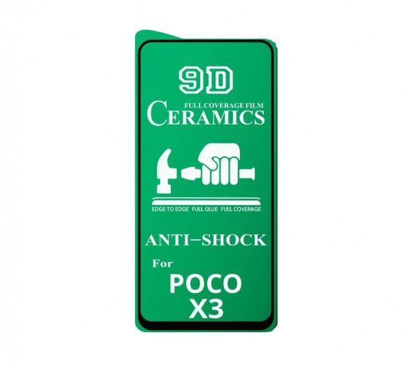 Защитное стекло керамическое для Xiaomi Poco X3 NFC, черный (Vixion)