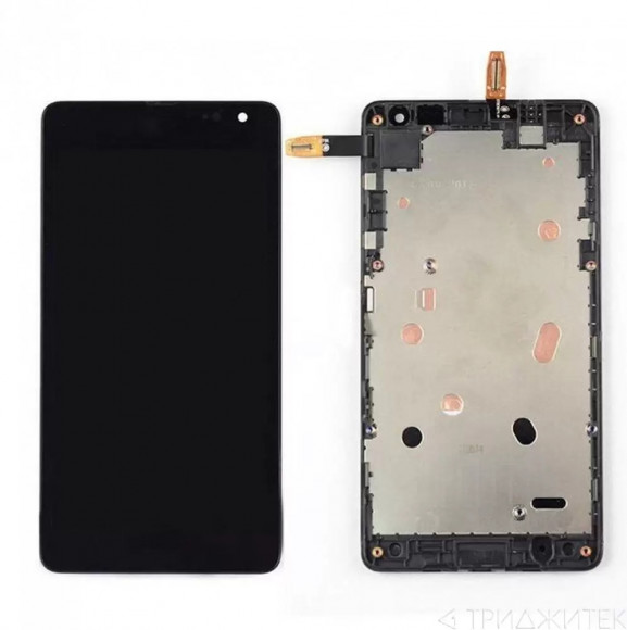 Дисплей для Microsoft 535 Lumia (RM1090) в рамке + тачскрин (черный) (CT2S1973FPC)