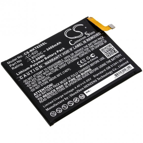 Аккумулятор (батарея) CS-NKT620SL, LC-620 для телефона Nokia 6.2, 3.85В, 3400мАч, 13.09Wh