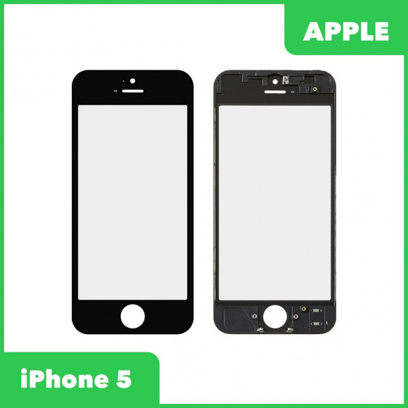 Стекло + OCA в сборе с рамкой для Apple iPhone 5 олеофобное покрытие, черный