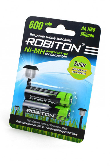Аккумулятор Robiton 600MHAA-2 SOLAR BL2, 1 штука