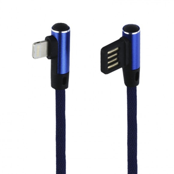 USB кабель "LP" для Apple Lightning 8-pin оплетка Т-порт, 1 метр (синий, европакет)